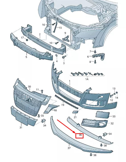 NEW AUDI TT 8J FRONT BUMPER SPOILER 8J0807110K ORIGINAL