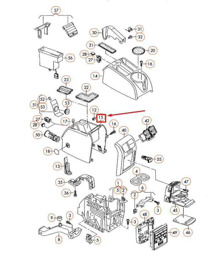 NEW VOLKSWAGEN JETTA A5 REAR CENTRE CONSOLE 1K0863323Q82V ORIGINAL