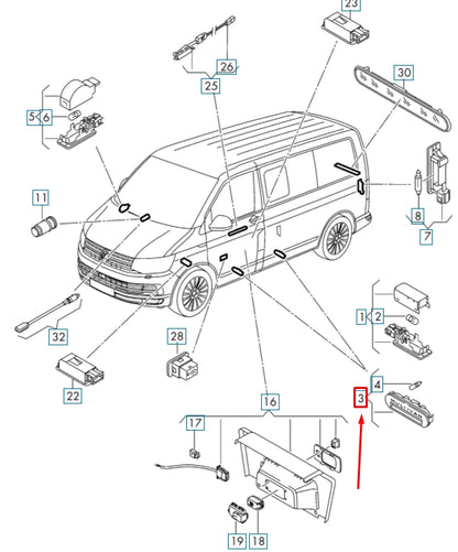 NEW VOLKSWAGEN TRANSPORTER T6 ENTRY STEP LIGHT 7E5947415AK72A ORIGINAL