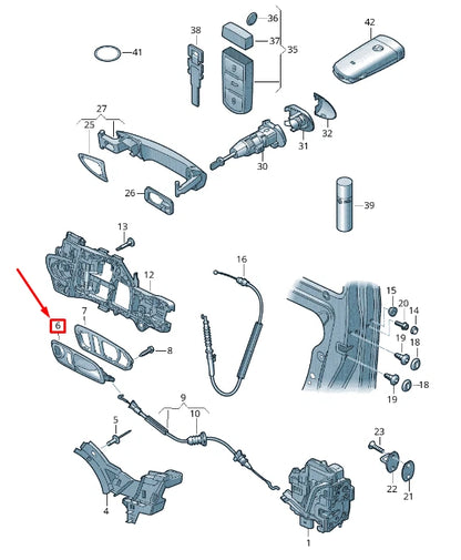 NEW VW CC 35 FRONT LEFT INSIDE DOOR HANDLE 3C8837113GOKR ORIGINAL