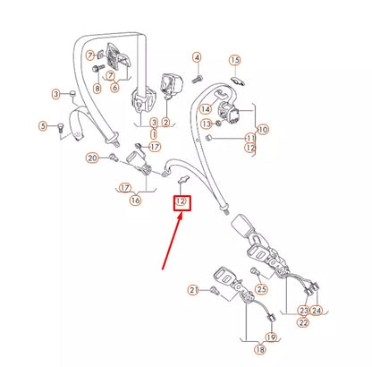 NEW AUDI A1 8X REAR THREE-POINT SAFETY BELT CENTER STRAP 8F0857836 ORIGINAL