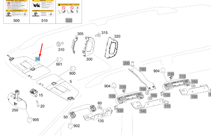 new mercedes-benz vito w447 right side sun visor lhd a44781010007m94 original