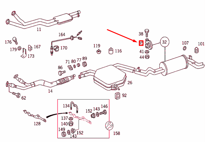 new mercedes-benz s w126 exahust systen clamp a0004900741 original