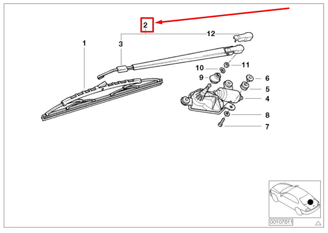 NEW BMW Z3 COUPE E36 FRONT RIGHT WIPER ARM 8413156 61628413156 ORIGINAL