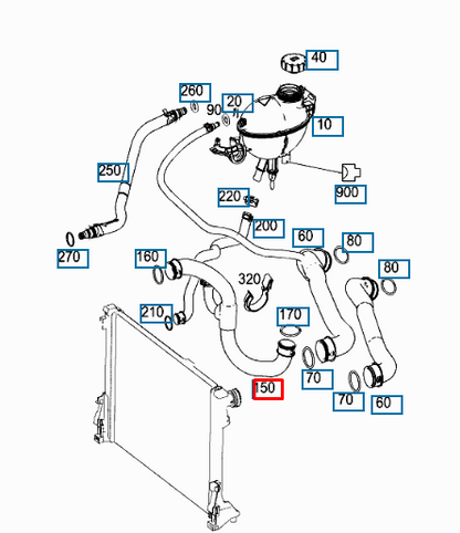 NEW MERCEDES-BENZ GLK X204 RIGHT UPPER RADIATOR PIPE HOSE A2045011782 ORIGINAL