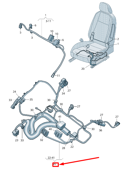 new vw golf 5g mk7 front right seat cable harness rhd 5g0971392ak original