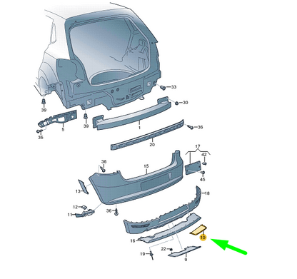 NEW VW POLO 6R REAR BUMPER RIGHT TOW HITCH COVER CAP 6R68074419B9 ORIGINAL