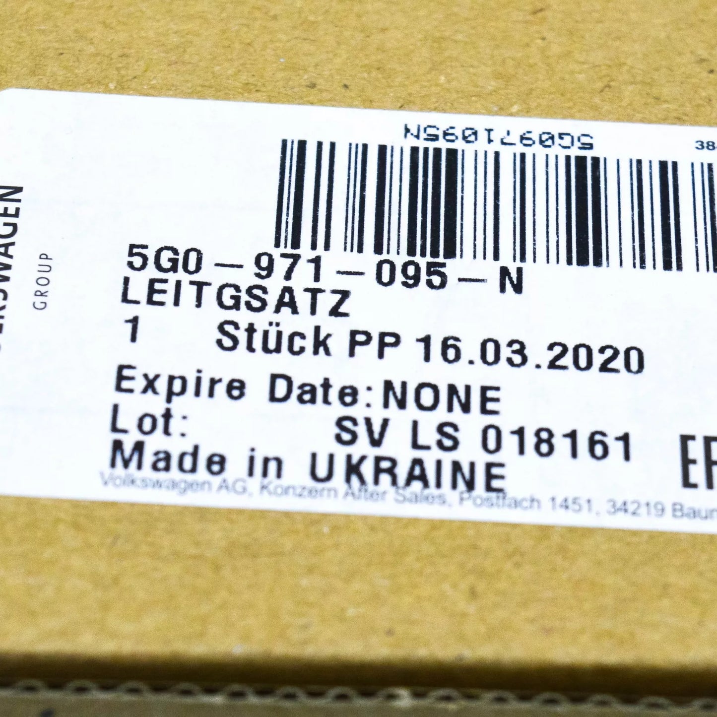 NEW VOLKSWAGEN GOLF 5G MK7 FRONT PARKING AID WIRING HARNESS 5G0971095N