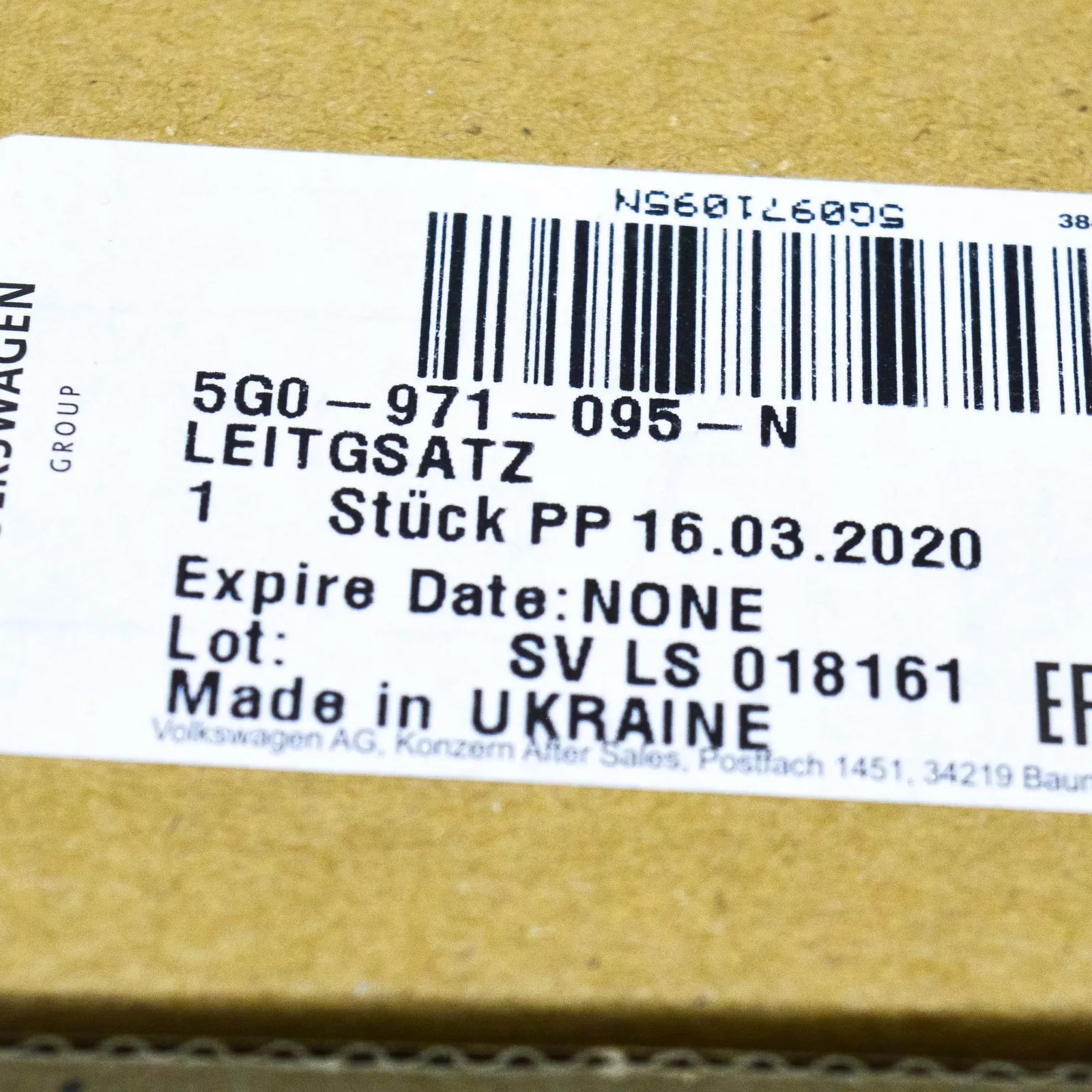 NEW VOLKSWAGEN GOLF 5G MK7 FRONT PARKING AID WIRING HARNESS 5G0971095N