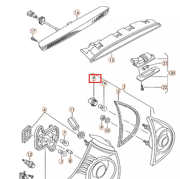 NEW VOLKSWAGEN GOLF MK5 INNER TAIL LIGHT BULB CARRIER 1K6945259 ORIGINAL