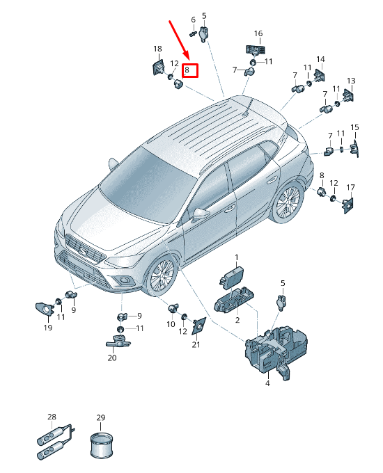 new seat leon 5f center pdc parking sensor 5q0919275cv7w original