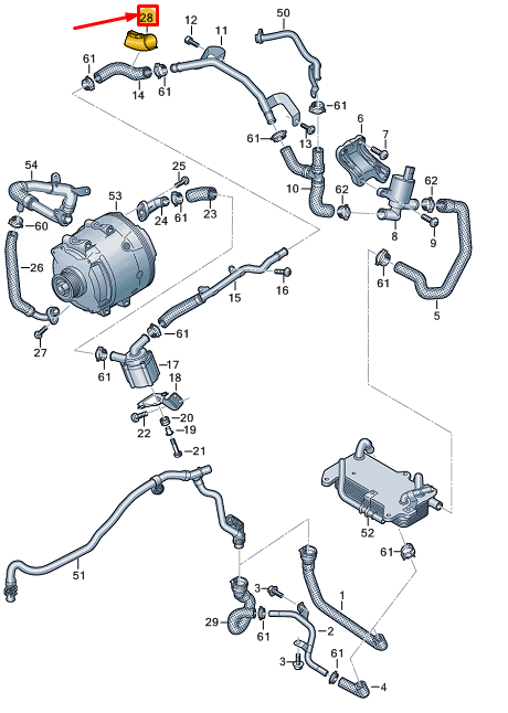 new audi a8 d5 engine coolant hose heat shield 4n0121146c original