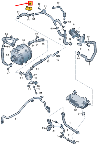 new audi a8 d5 engine coolant hose heat shield 4n0121146c original