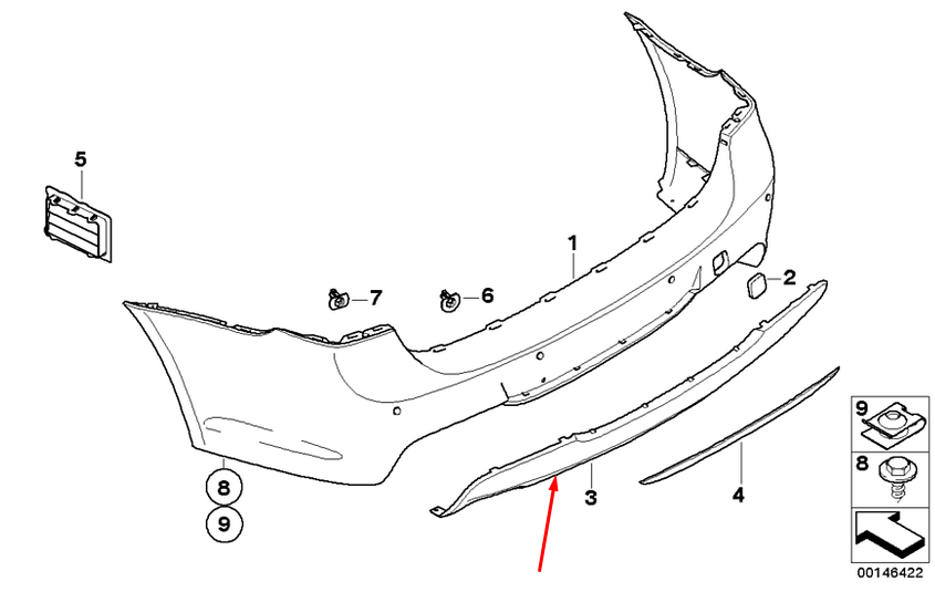 new bmw 3 e90 rear m sport bumper diffuser 51128043239 8043239 original