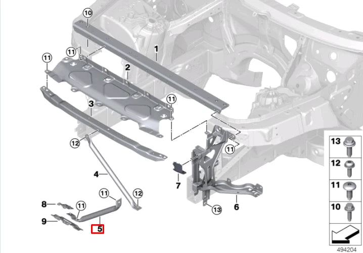 NEW BMW X5 G05 FRONT PANEL LEFT LOWER SUPPORT BRACE 51647469801 ORIGINAL