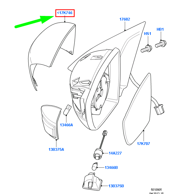 new ford galaxy mk2 front right door mirror housing cover 1499630 original