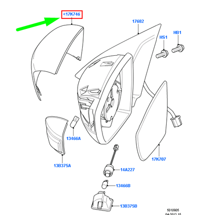 new ford galaxy mk2 front right door mirror housing cover 1499630 original