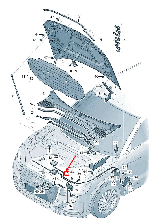 NEW AUDI Q2 GA BONNET LOCK CABLE RHD 81C823535