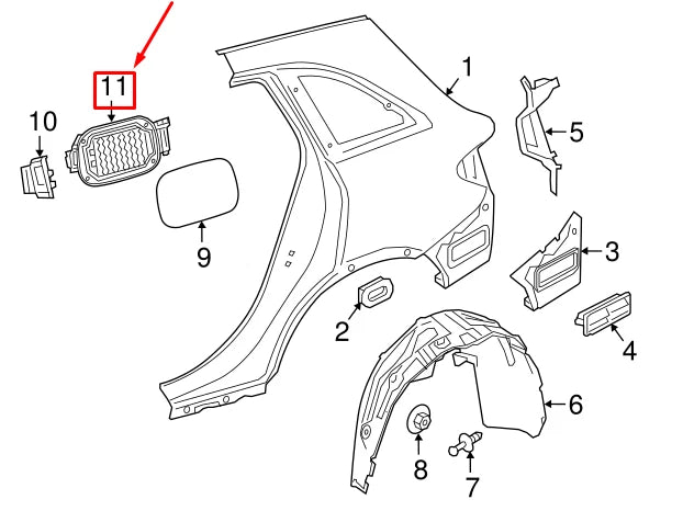 NEW MB GLC X253 REAR FUEL TANK FILLER RECESS A2536305902
