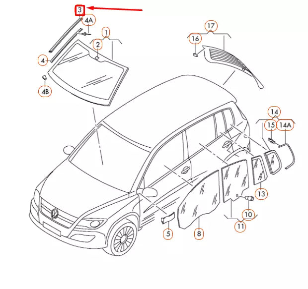 NEW VW TIGUAN 5N MK1 WINDSHIELD RIGHT SIDE WATER DEFLECTOR 5N08543285AP ORIGINAL