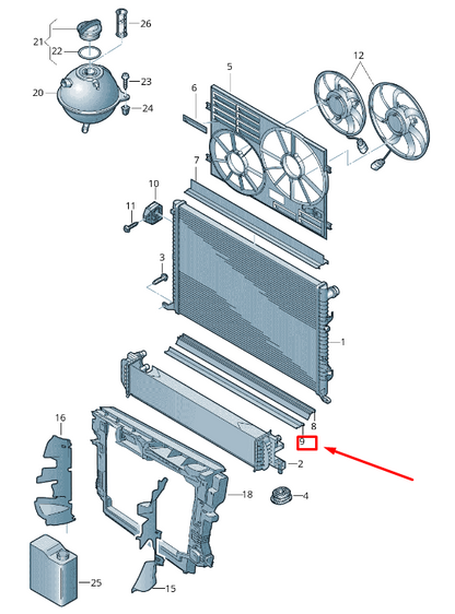 new vw sharan 7n upper engine radiator seal 7n0121345p original