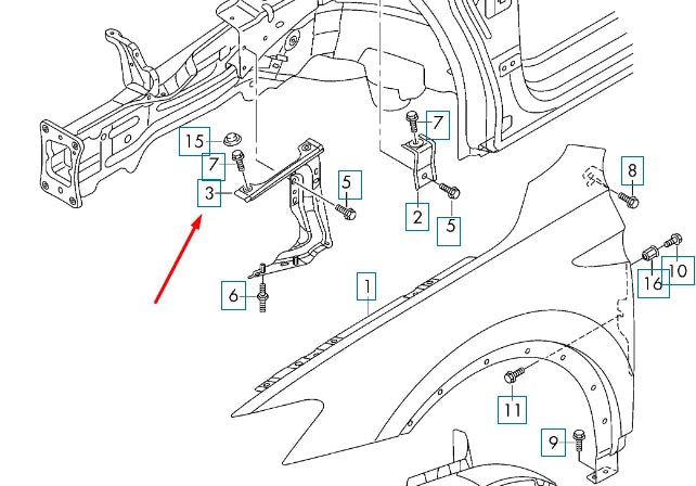 NEW VOLKSWAGEN TIGUAN AD MK2 FRONT RIGHT WING FENDER BRACKET 5NA821136B