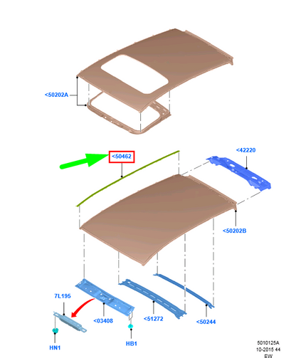 new ford focus mk3 c346 right roof strip trim 1724500 bm51-a50462-ag original