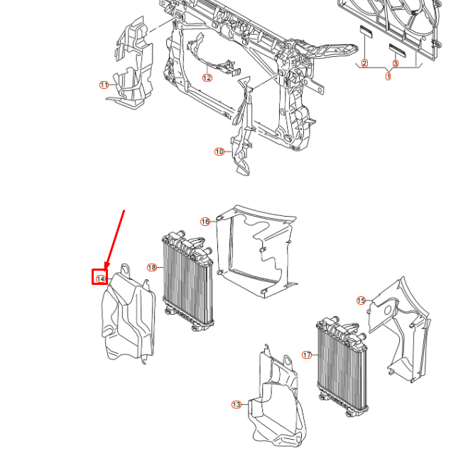 NEW AUDI A3 8V ADDITIONAL COOLER FRONT RIGHT AIR GUIDE 8V0121674 ORIGINAL