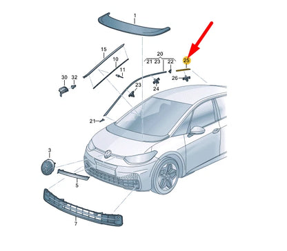 NEW VOLKSWAGEN ID.3 E11 RIGHT ROOF MOLDING 10A853704ATO8 ORIGINAL