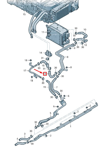 NEW AUDI Q7 4M ENGINE COOLANT HOSE 4M0121053S