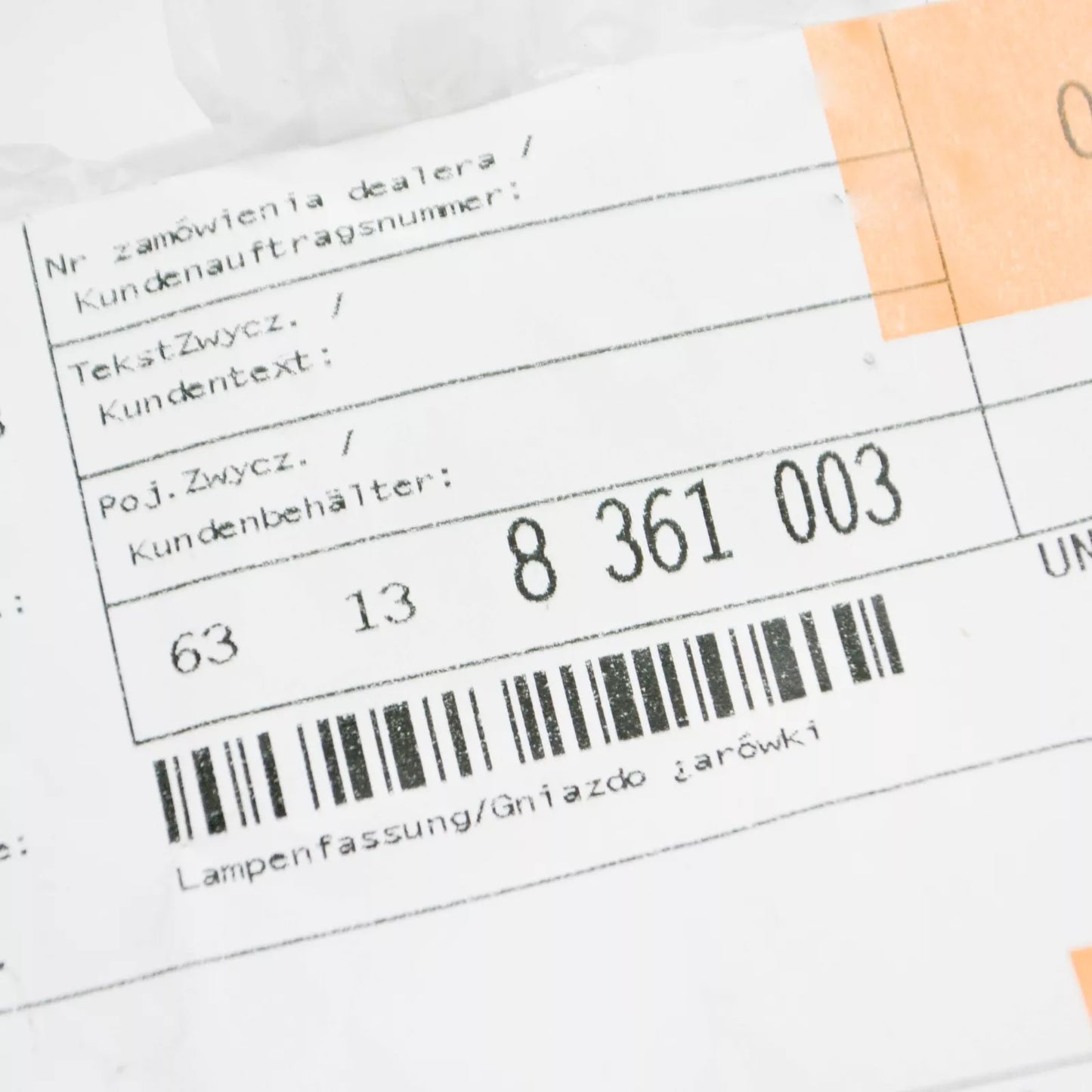 NEW BMW 7 E38 FRONT TURN SIGNAL LIGHT BULB SOCKET 63138361003 8361003 ORIGINAL