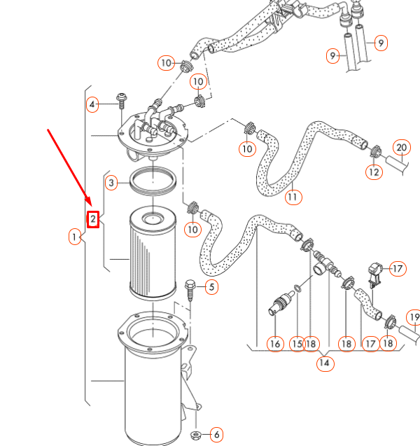 new volkswagen caddy 2k fuel filter element with gasket 3c0127434a original