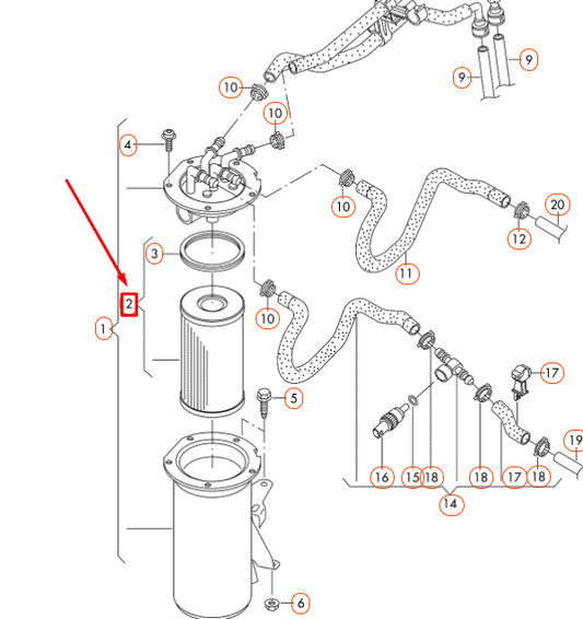 new volkswagen caddy 2k fuel filter element with gasket 3c0127434a original