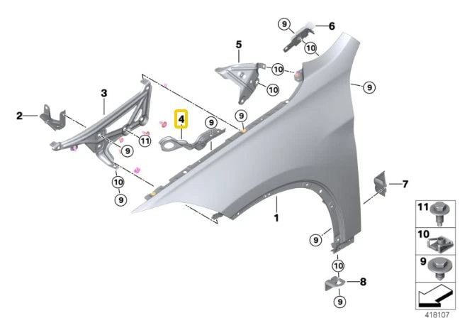 NEW BMW X2 F39 LEFT GAS SPRING BRACKET 41007956399 ORIGINAL