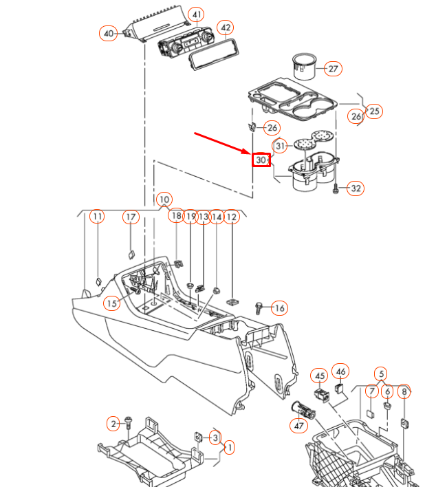 NEW VOLKSWAGEN TOUAREG 7P CENTRE CONSOLE DRINKS HOLDER 7P68586029B9 ORIGINAL