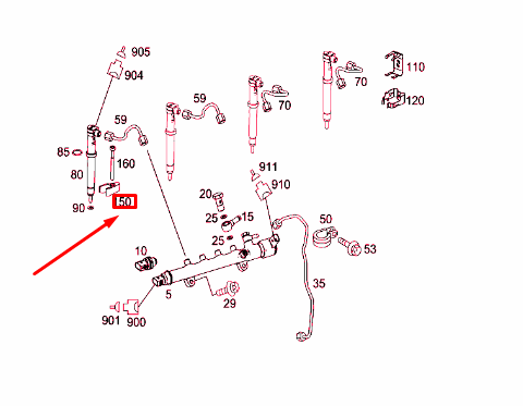 NEW MERCEDES-BENZ VITO W639 FUEL INJECTOR NOZZLE BRACKET A6510160438 ORIGINAL