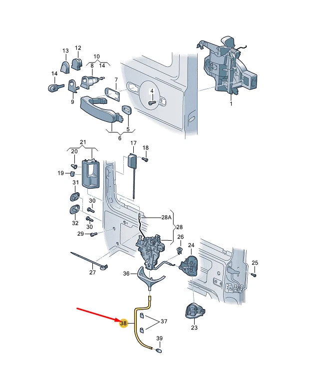 NEW VOLKSWAGEN CADDY 2K SLIDING DOOR WATER DRAINAGE HOSE 2K0843961D ORIGINAL