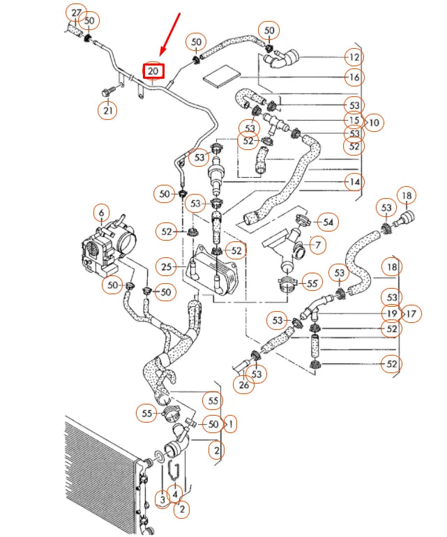 NEW VOLKSWAGEN BEETLE A5 ENGINE COOLANT PIPE 07K121065P ORIGINAL