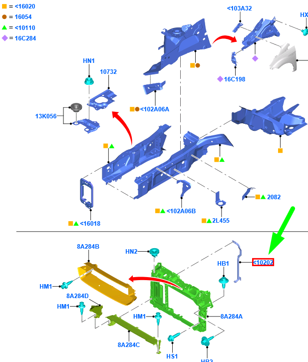 new ford tourneo courier front member reinforcement 1924373 original