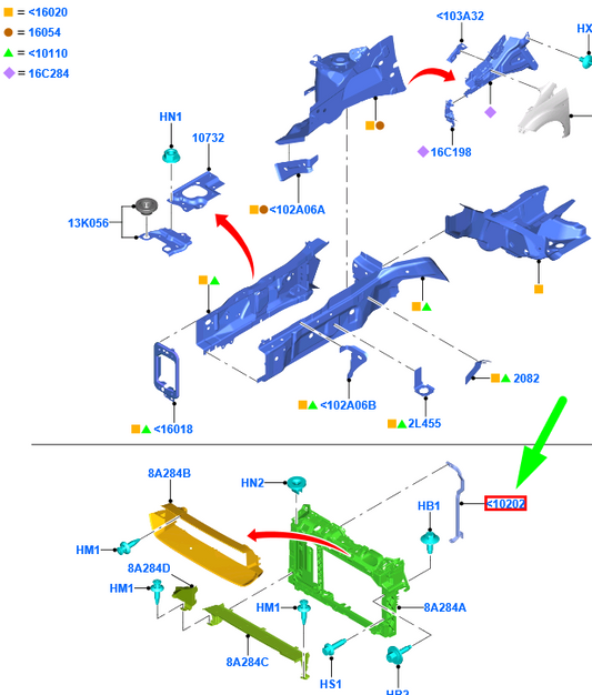 new ford tourneo courier front member reinforcement 1924373 original