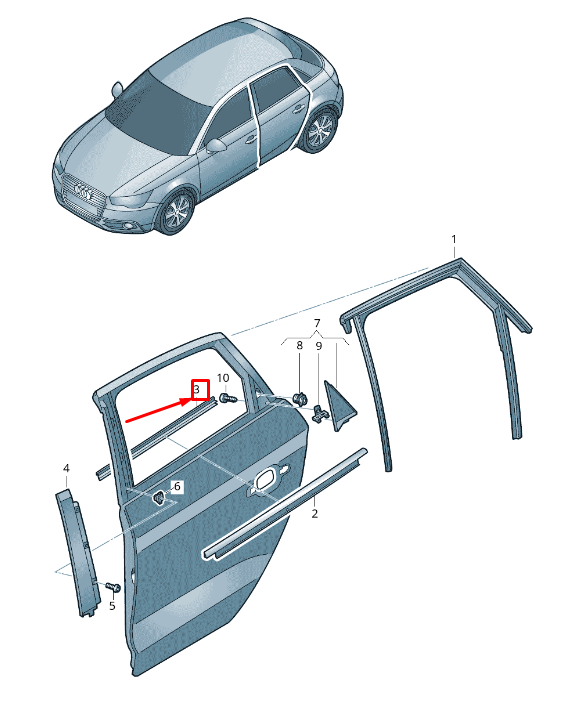 new audi a1 mk1 rear left inner door window aperture seal 8x4839479a original