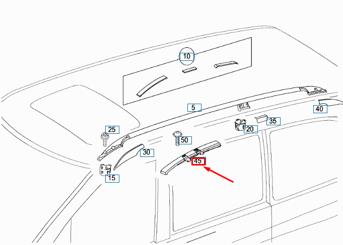 NEW MB VITO W639 ROOF FRONT RIGHT GARNISH MOULDING A63969065629E80 ORIGINAL