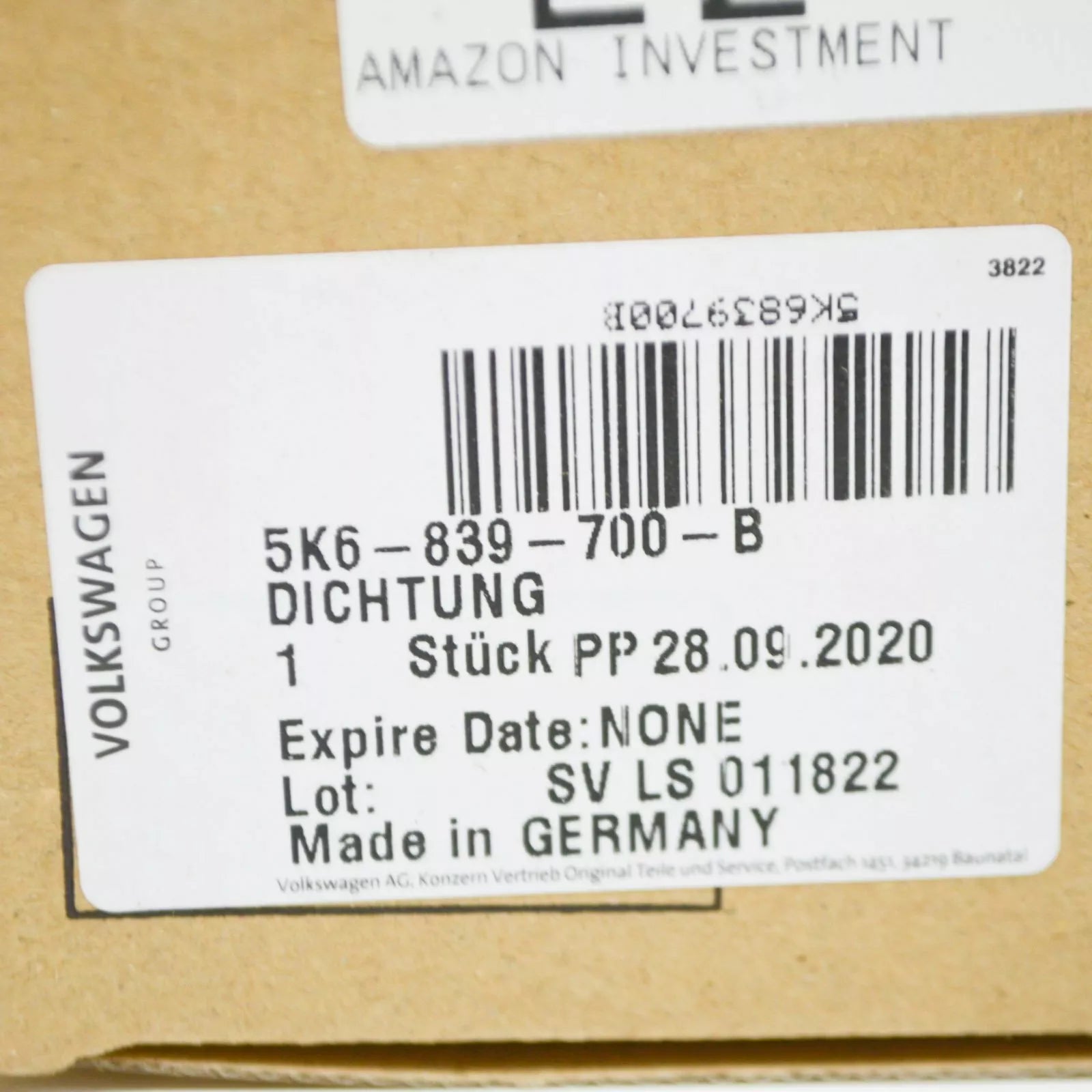 NEW VOLKSWAGEN GOLF MK6 REAR OUTER DOOR SEAL - RIGHT 5K6839700B