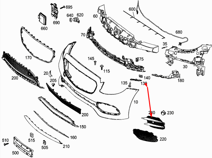 NEW MB E-CLASS W213 FRONT AMG BUMPER RIGHT GRILLE A2138856800 ORIGINAL
