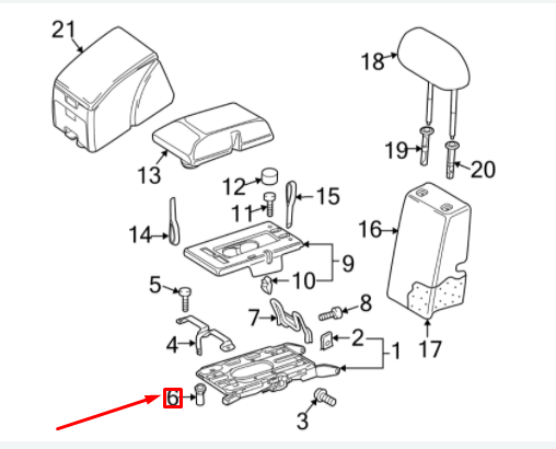 new vw tiguan mk1 rear center seat back frame nut n90927801 original