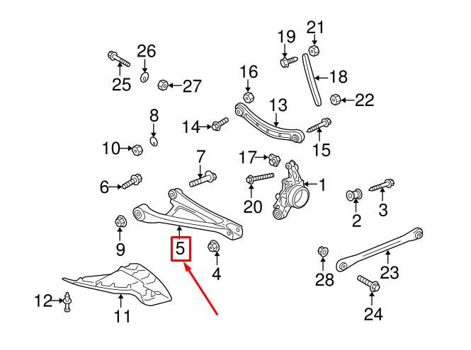 NEW AUDI Q7 4L REAR LEFT LOWER CONTROL ARM 7L0505311B ORIGINAL