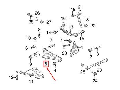 NEW AUDI Q7 4L REAR LEFT LOWER CONTROL ARM 7L0505311B ORIGINAL