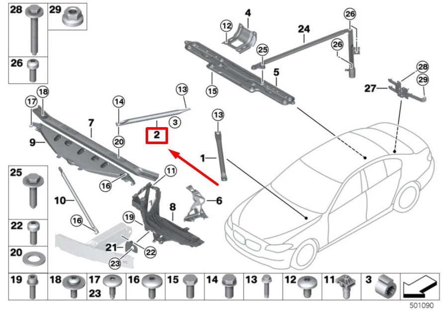 NEW BMW 7 F01, F02 FRONT RIGHT CROSSBRACE 7184386 51717184386 ORIGINAL