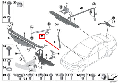 NEW BMW 7 F01, F02 FRONT RIGHT CROSSBRACE 7184386 51717184386 ORIGINAL