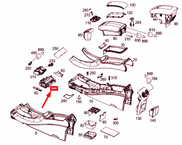 NEW MB CLK C209 CENTRE CONSOLE ASHTRAY TRIM ASSEMBLY A20968006509051 ORIGINAL